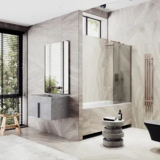 Шторка на ванну MaybahGlass MGV-72-2ш 40см бронза