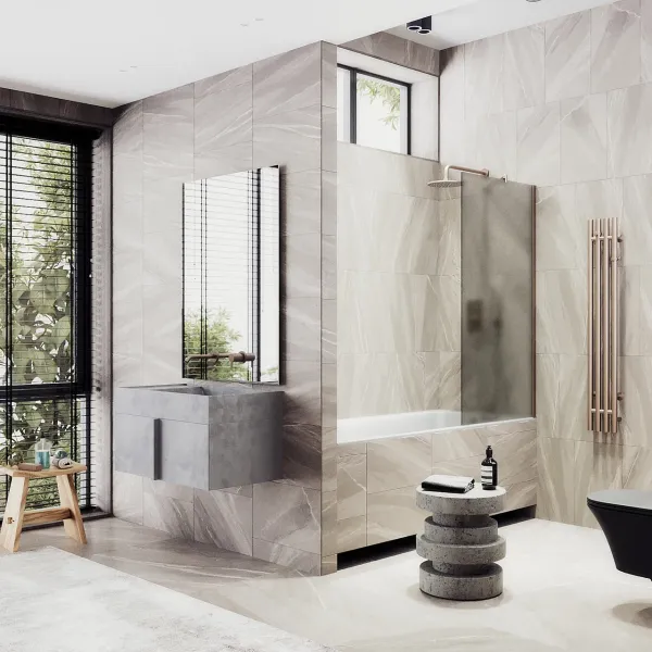 Шторка на ванну MaybahGlass MGV-74-2ш 60см бронза