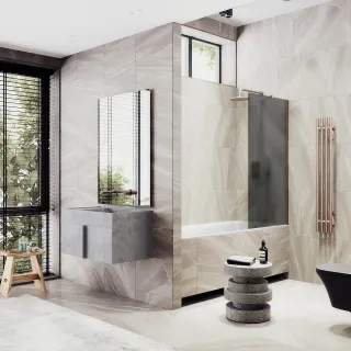 Шторка на ванну MaybahGlass MGV-88-2ш 80см бронза