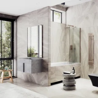 Шторка на ванну MaybahGlass MGV-253-2ш 30см бронза