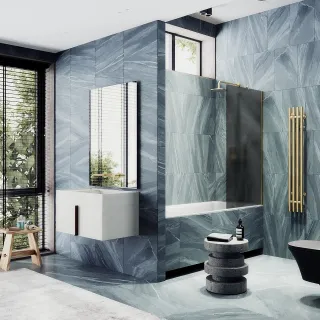 Шторка на ванну MaybahGlass MGV-89-3ш 90см золото