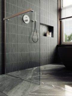 Душевая перегородка MaybahGlass MGD-726-5ш 79см хром матовый