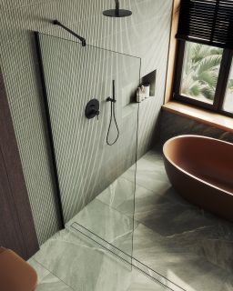 Душевая перегородка MaybahGlass MGD-695-6ш 79см чёрный