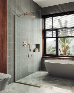 Душевая перегородка MaybahGlass MGD-695-2у 79см бронза