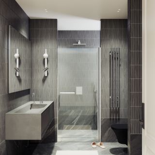 Душевая дверь MaybahGlass MGD-447-5 80см хром матовый/прозрачный