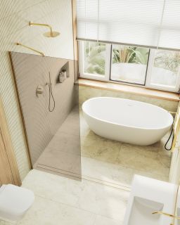 Душевая перегородка MaybahGlass MGD-696-3ш 79см золото