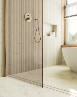 Душевая перегородка MaybahGlass MGD-696-3ш 79см золото