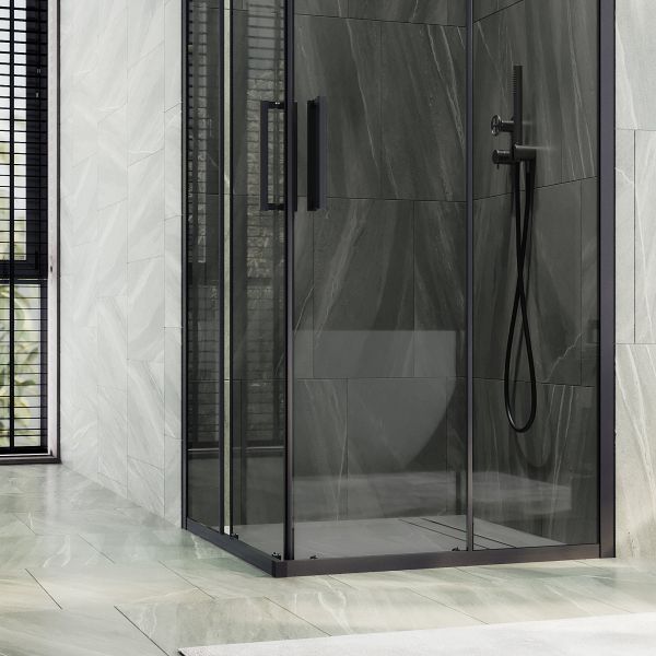 Душевой уголок MaybahGlass MGY-1334-6 100x100см чёрный/графит