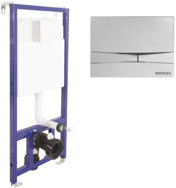 Инсталляция для унитаза Berges Novum F3 с кнопкой хром глянец 040253