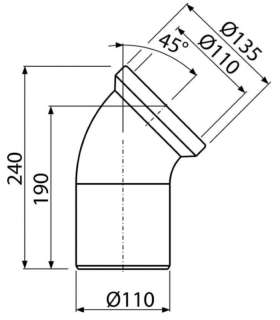 Колено для унитаза AlcaPlast 45° A90-45