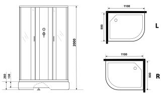 Душевая кабина Niagara NG-33184-14LBK 110x80см серебро/матовое