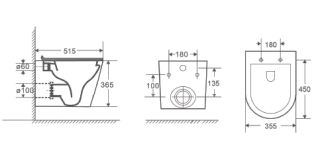 Унитаз подвесной DQ Venice DT1026025 безободковый чёрный