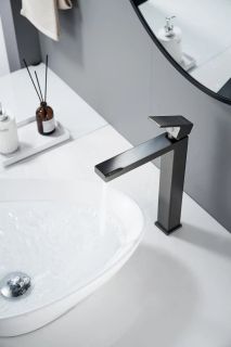 Смеситель для раковины высокий Knotlor KN-24/GM, оружейная сталь