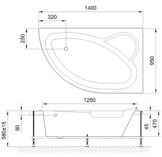 Гидромассажная ванна Royal Bath Alpine Standart 140x95см правая белый RB819103ST-R