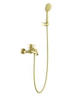 Смеситель для ванны с душевым набором Aquatek Европа AQ1349BG шлифованное золото