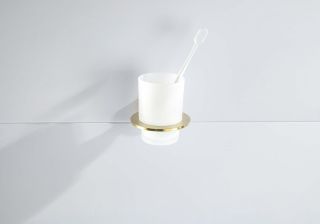 Стакан с держателем Aquatek Оберон AQ4204BG шлифованное золото