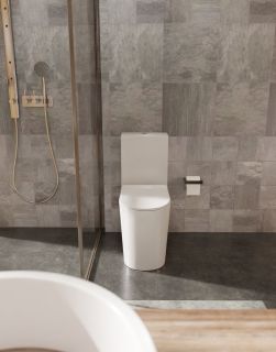 Чаша напольного унитаза AQUAme AQM1001 с крышкой-сиденьем белый глянцевый