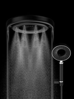 Душевая стойка AQUAme AQM8004B с термостатом чёрный матовый