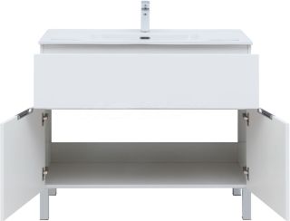 Тумба с раковиной Aquanet Алвита 100 напольная, белая матовая