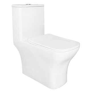 Унитаз моноблок с функцией биде Azario Lodi AZ-8617B напольный, безободковый, горизонтальный слив, сиденье дюропласт микролифт