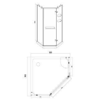 Душевое ограждение Azario MONTREAL AZ-NWG3231 900 L GOLD
