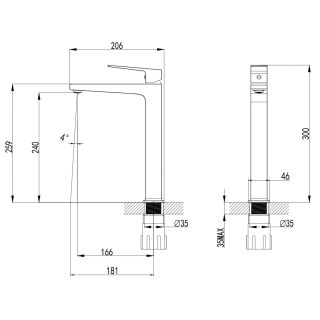 Смеситель для раковины-чаши Azario EDDIE AZ-VBH168U07C