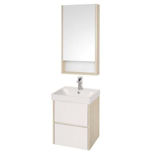 Зеркальный шкаф Акватон Сканди 45см белый/дуб верона 1A252002SDB20