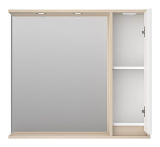 Зеркальный шкаф с подсветкой Brevita Balaton BAL-04090-03-01П правый 90см белый/бежевый