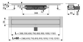 Душевой лоток AlcaPlast с решеткой под кладку плитки 85см хром APZ115-850