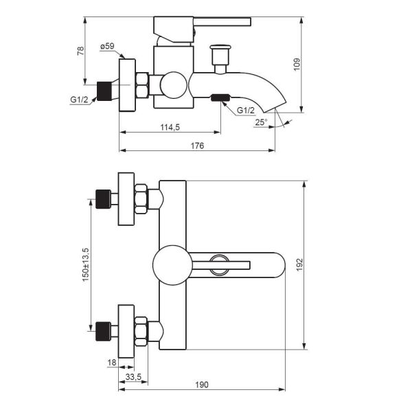 Смеситель для ванны и душа Damixa Scandinavian Pure 361000500 розовое золото