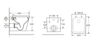 Унитаз подвесной DQ Berlin DT1436025 безободковый чёрный