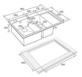 Мойка кухонная Paulmark Kroner PM227851-BSL левая брашированная нержавеющая сталь