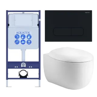 Комплект SET AQUATEK АЛЬТАИР cm-017 4в1 унитаз с инсталляцией кнопкой и сиденьем микролифт