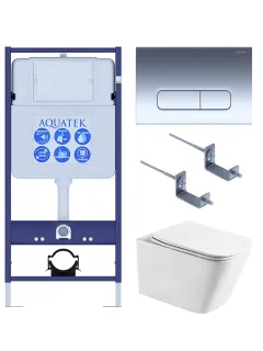 Комплект SET AQUATEK ЛИБРА T-016 4в1 унитаз с инсталляцией кнопкой и сиденьем микролифт