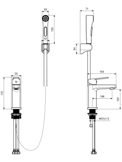 Смеситель для раковины с гигиеническим душем Aquatek Лугано AQ1712BGM оружейная сталь