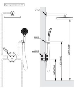 Душевая система с термостатом AltroBagno Bilancia 040414 OrSp матовое золото
