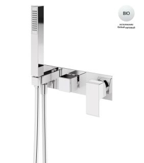 Встраиваемый смеситель для ванны и душа однорычажный, на 3 выхода, в комплекте с ручным душем, белый матовый Cezares PORTA-VDM2-BIO