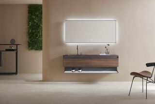 Комплект мебели для ванной Black&White Gravity V-2440 Unihopper drawers Ar.stone 2-hole mirror LED Anti-fog