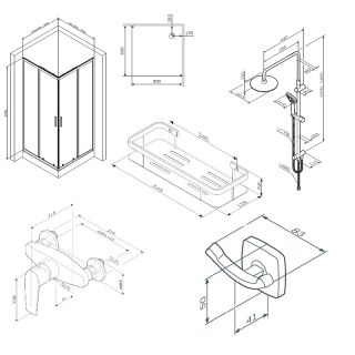 Душевой уголок AM.PM Gem S WK93EP  профиль черный 90х90 см