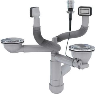 Двойной сифон для мойки Alveus 1123353 114- PUSH POP UP с двумя переливами