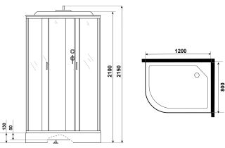 Душевая кабина Niagara NG-3312-14RP 120x80см серебро/матовое