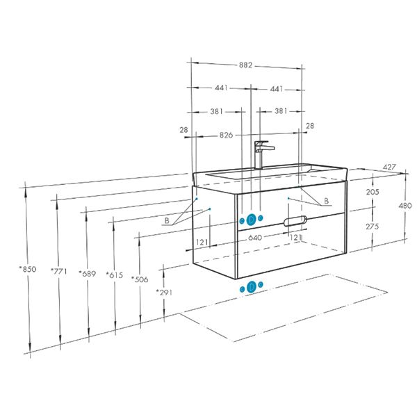 Тумба под раковину Акватон Оливия 90см грей/дуб ойстер 1A254401OLUG0