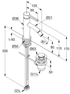 Смеситель для биде Kludi Nova Fonte Pura 20216N515 брашированный никель