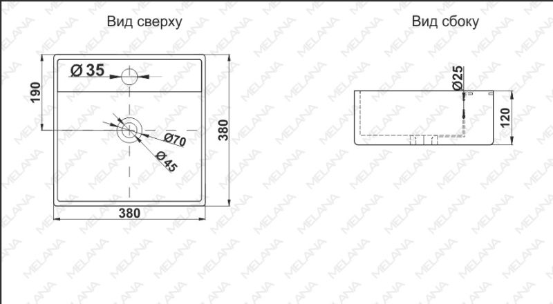 Накладная раковина Melana 7063D-805 38см белый