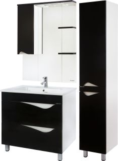 Зеркало-шкаф с подсветкой Bellezza Эйфория 80см левый чёрный 00000005415