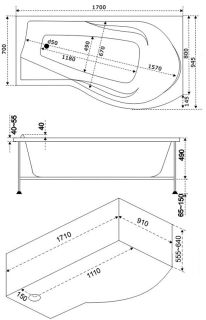 Панель фронтальная для ванны Bas Капри 170 правая