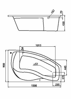 Santek Майорка 150х90 R асимметричная белая 1WH111985