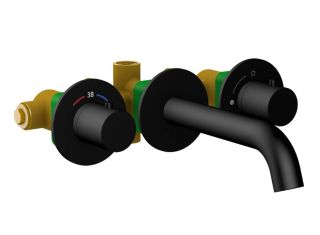 Смеситель встраиваемый для раковины Timo Saona 2381/03SM с термостатом чёрный