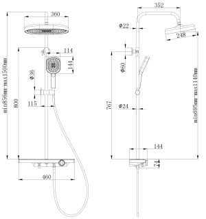 Душевая система ESKO ST350 хром