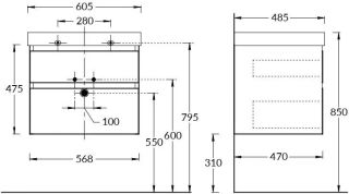 Тумба под раковину Kerama Marazzi Cubo CUB.60.2\MAL 60 см мальва матовая